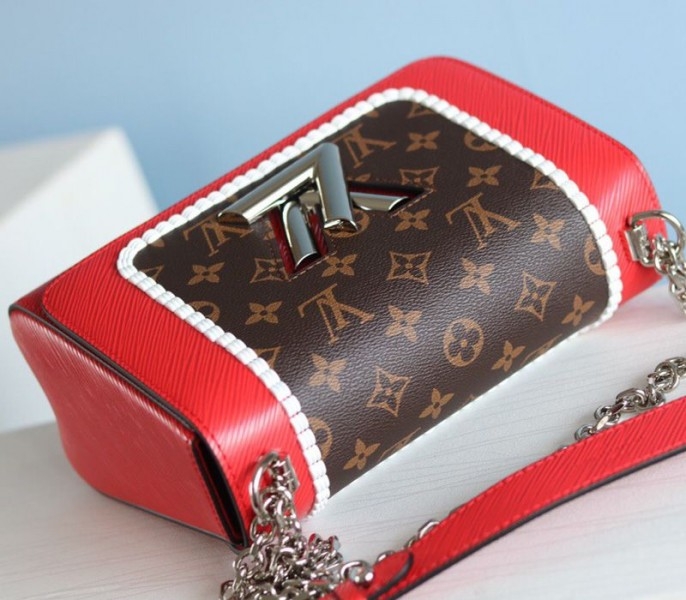 L0vis Vvtt0n Epi Leather Twist MM Canvas Trompe loeil Braid Bag In Red