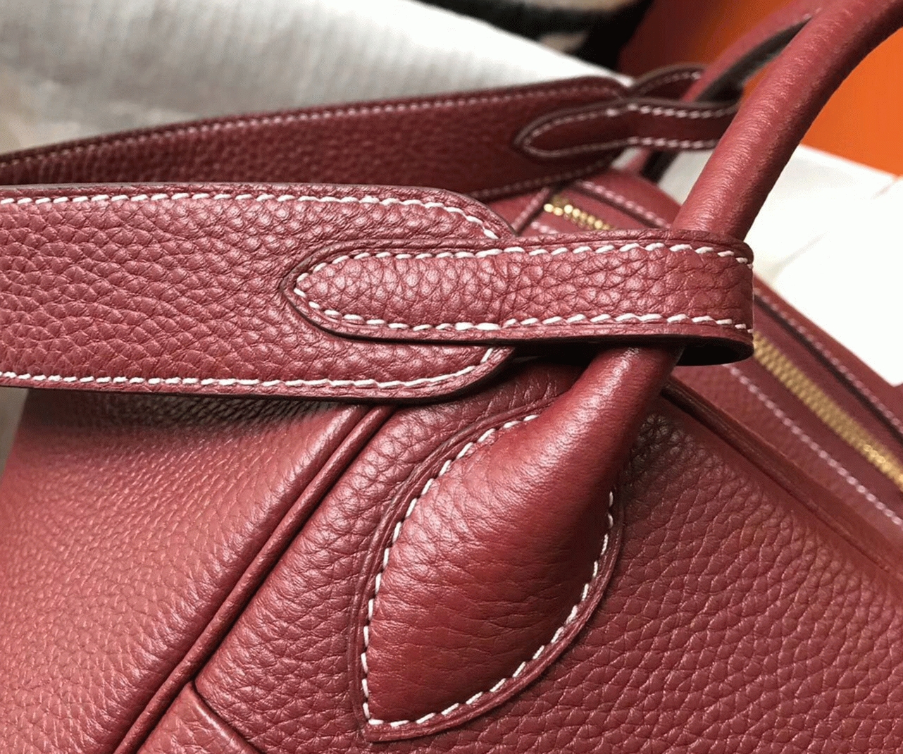Replica H**me5 Lindy 30cm bag in bordeaux color