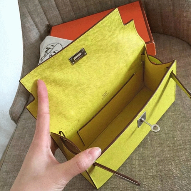 Soufre Epsom Knockoff H**me5 Kelly Pochette Vibrant Handbag