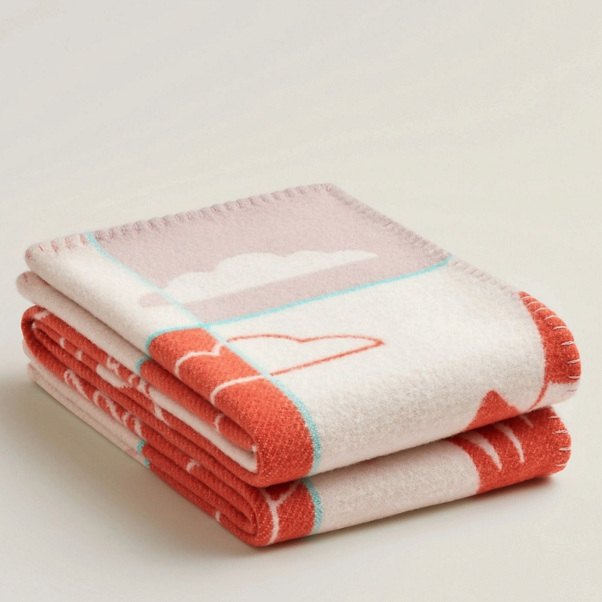 Faux H**me5 Avalon Epopee blanket in mandarine wool and cashmere