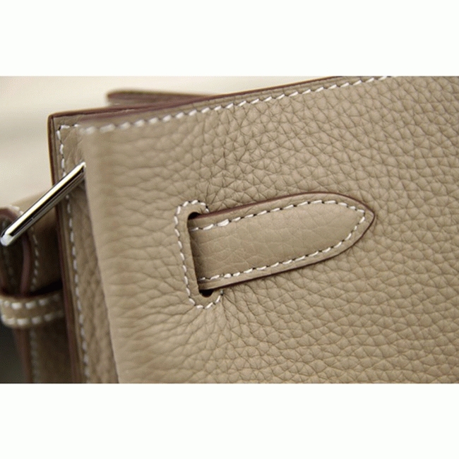 Grey Leather Replica H**me5 So Kelly 22cm Soft Leather Shoulder Bag