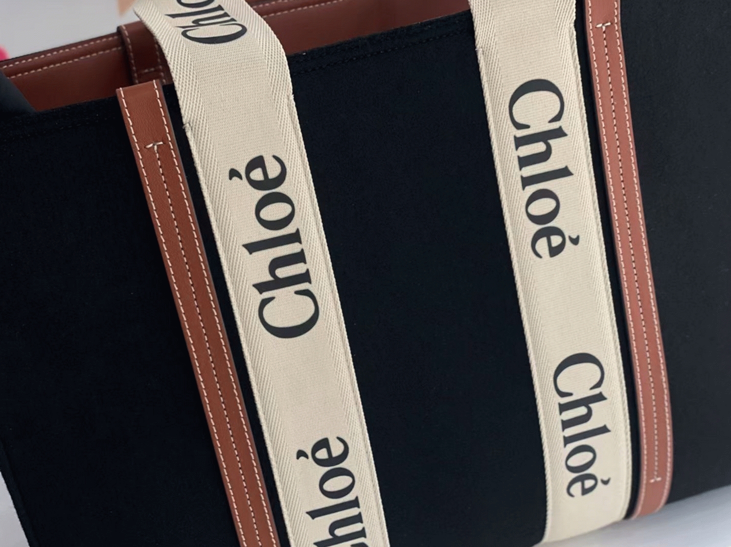 top quality faux Ch10e large woody tote bag in black felt