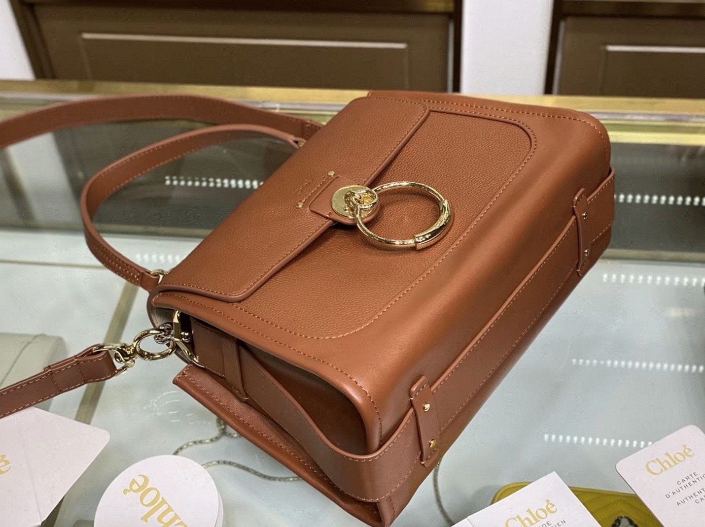 top quality fake Ch10e small tess day bag in caramel grained leather
