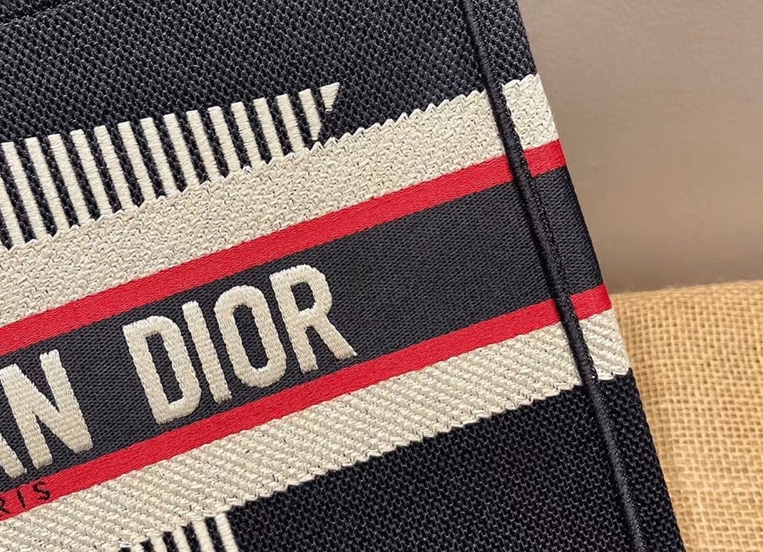 D10r Large Book Tote Bag Replica in D10rAlps Blue Three-Tone Embroidery