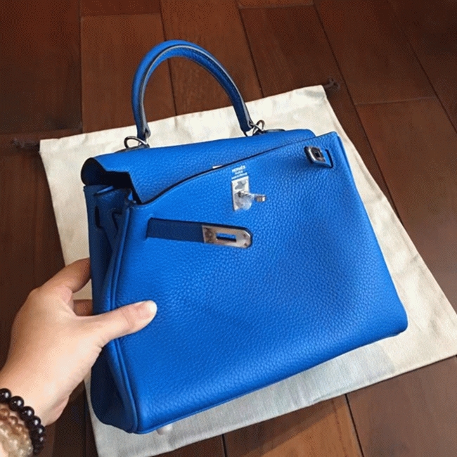 Blue Clemence Replica H**me5 Kelly 25cm Chic Tote
