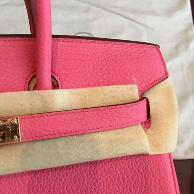 Rose Lipstick Colored H**me5 Birkin 25cm Copy Bag