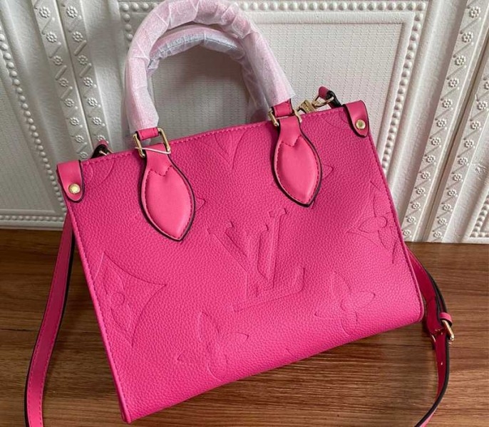 L0vis Vvtt0n Monogram Empreinte Leather Onthego PM Bag In Freesia Pink