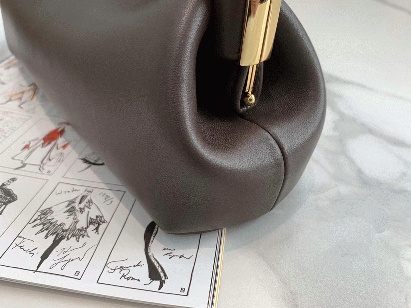 Top Quality Knockoff F**di First Medium Bag In Dark Brown Nappa Leather