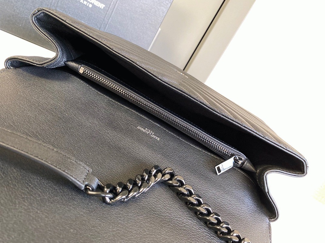 Fake Sa1nt Lau*nt College Large Chain Bag Black