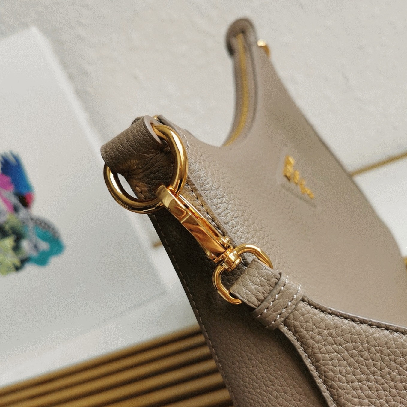 Pra*a Shoulder Bag Fake in Grey