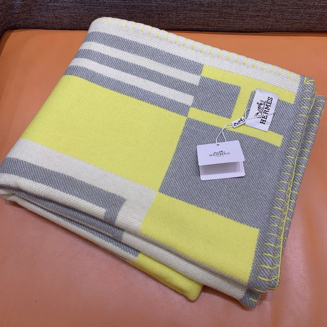 Top replica H**me5 Ithaque blanket in tilleul wool and cashmere