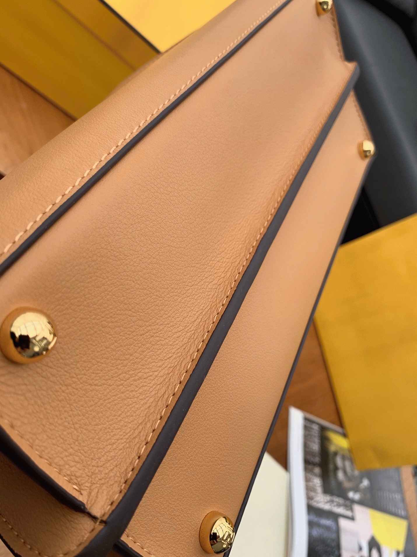 Top Quality Fake F**di Peekaboo ISeeU Medium Bag In Beige Calfskin