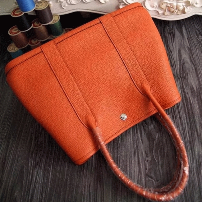 Orange Fake Luxury H**me5 Garden Party 30cm Canvas Tote