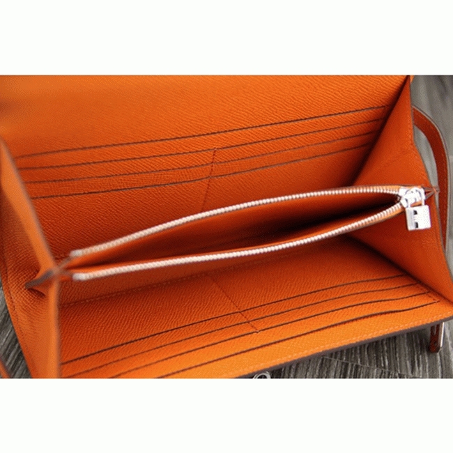 Orange cheap replica H**me5 Kelly Longue wallet
