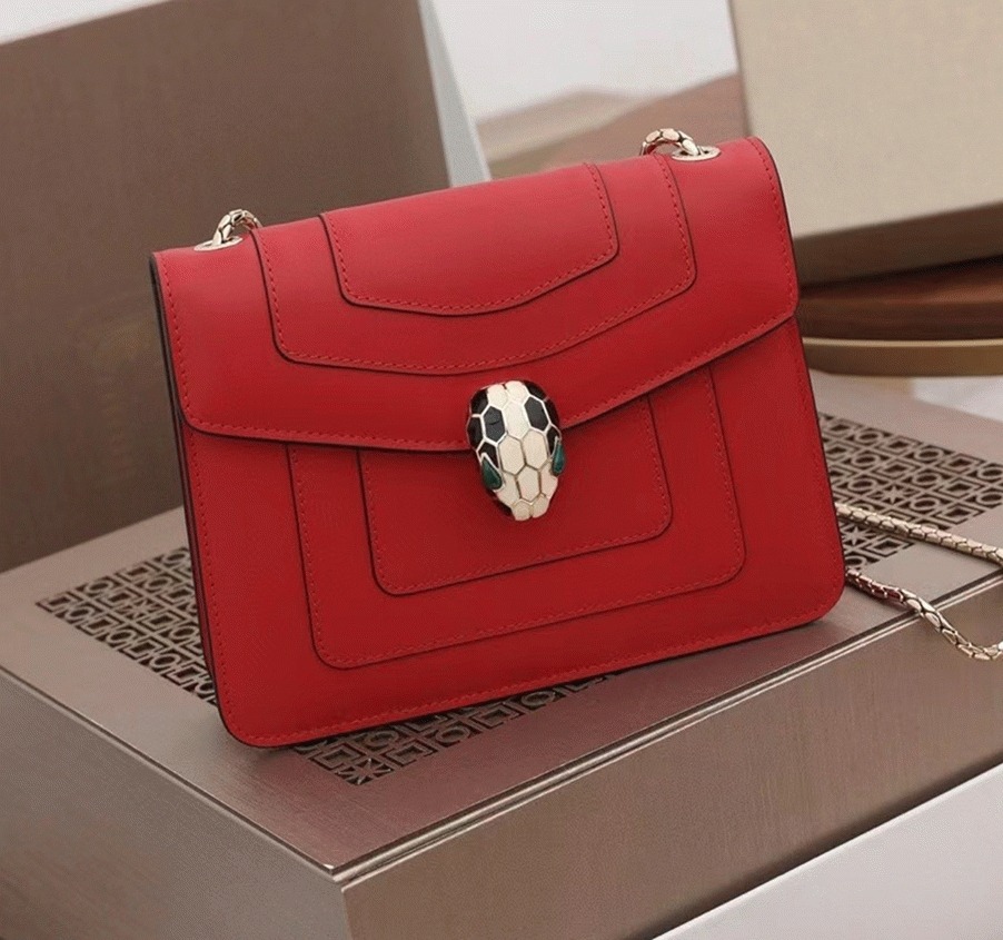 Fake Bv1g*ai Serpenti Forever Small Crossbody Bag Red Leather