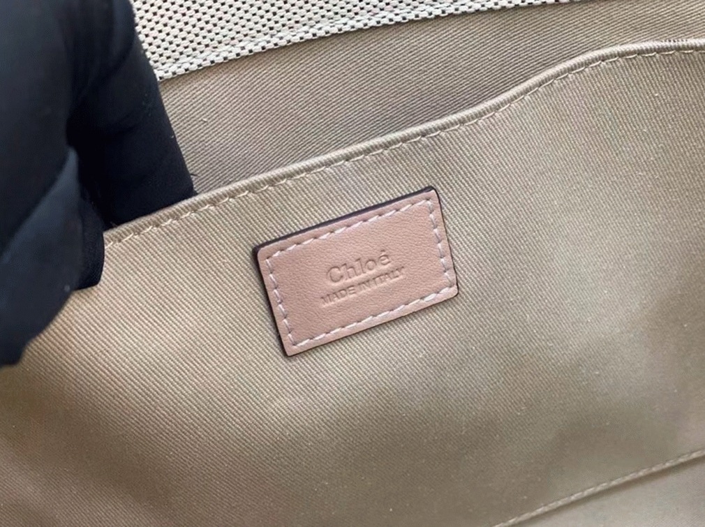 top quality replica Ch10e medium woody tote bag in canvas with beige leather strips