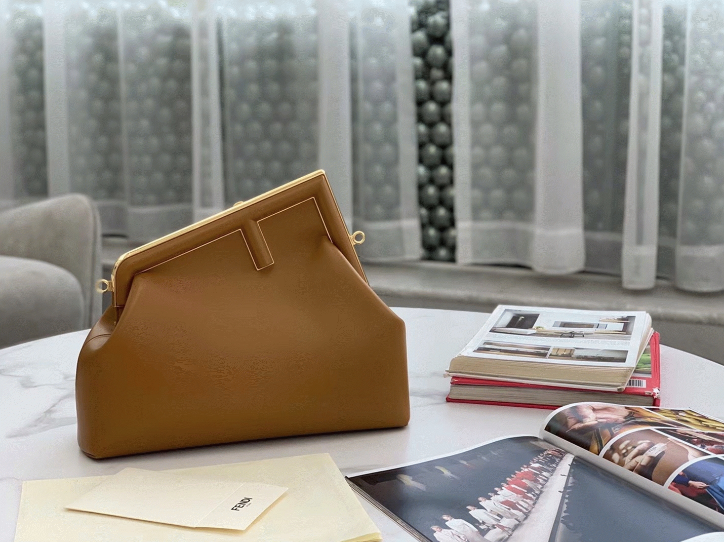 Top Quality Replica F**di First Medium Bag In Brown Nappa Leather
