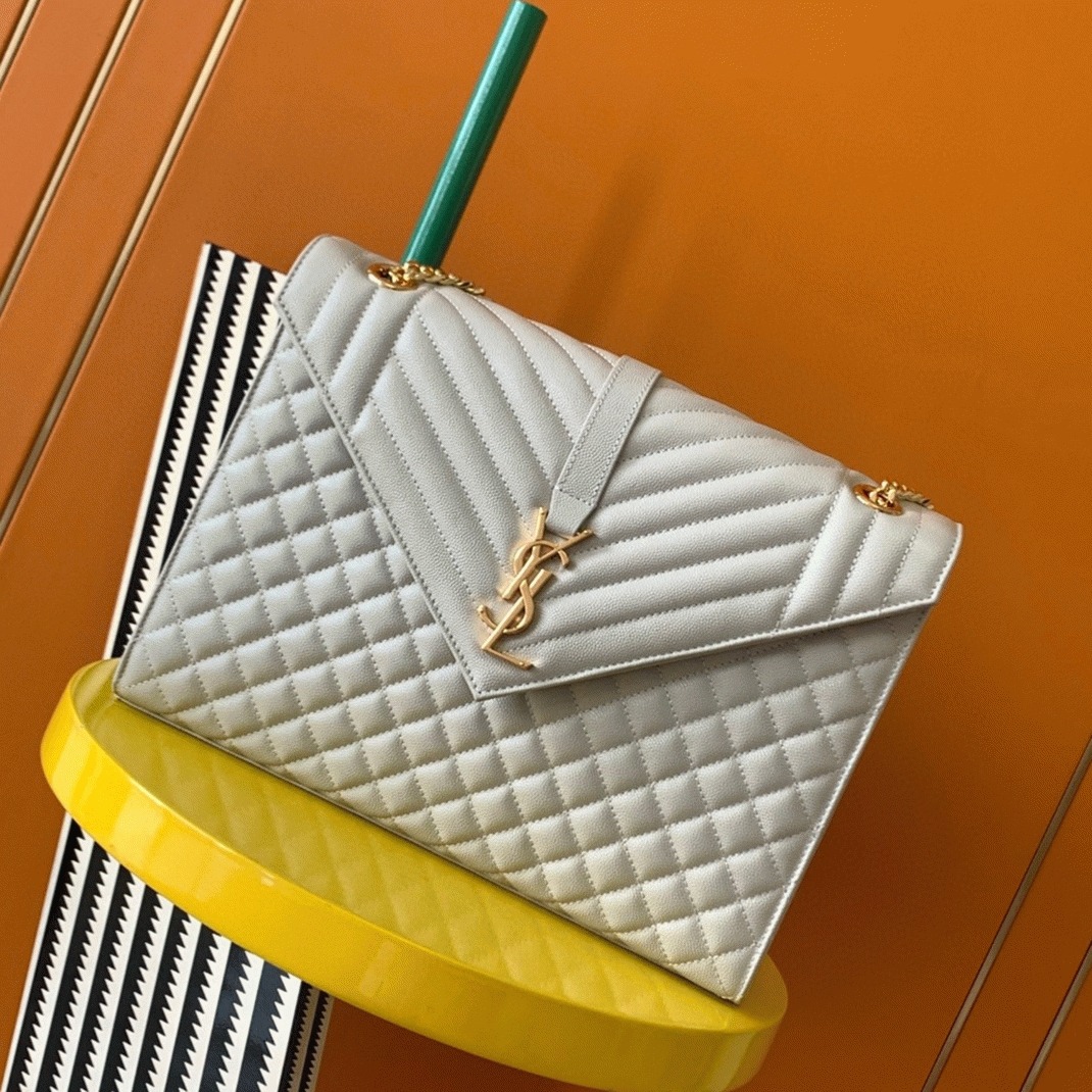 Fake Sa1nt Lau*nt Envelope Large Bag White