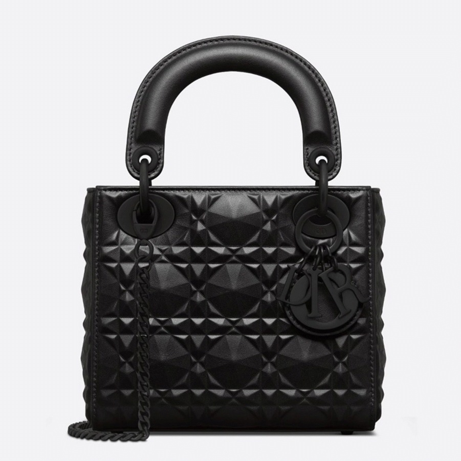 D10r Lady D10r Mini Bag in Black Calfskin with D1am0nd Motif