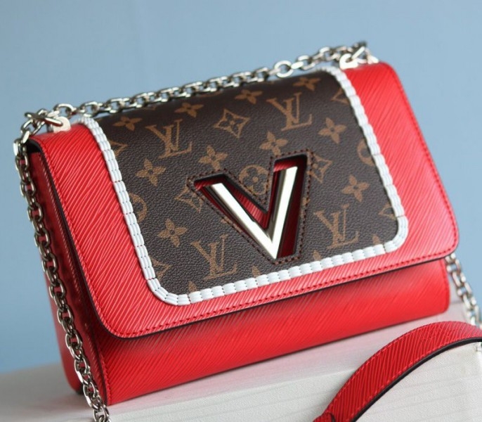 L0vis Vvtt0n Epi Leather Twist MM Canvas Trompe loeil Braid Bag In Red