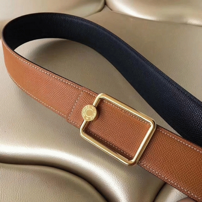 Brown fake designer H**me5 Oscar buckle belt