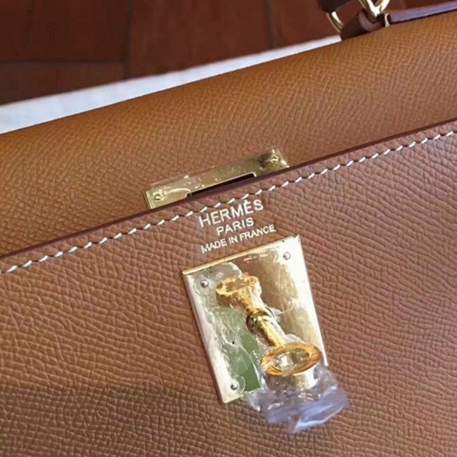 Brown Epsom Faux Luxury H**me5 Kelly Sellier 28cm Elegant Purse