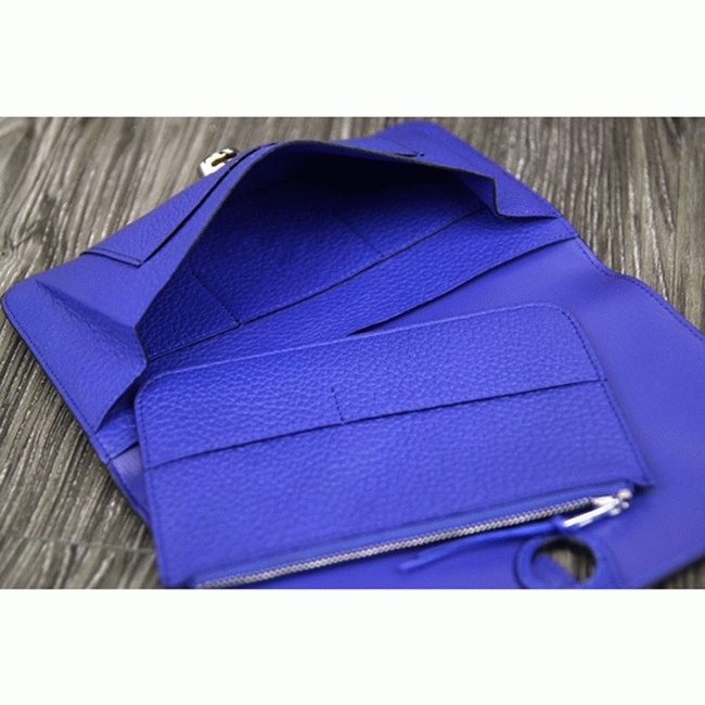 Electric blue designer replica H**me5 Dogon combine wallet
