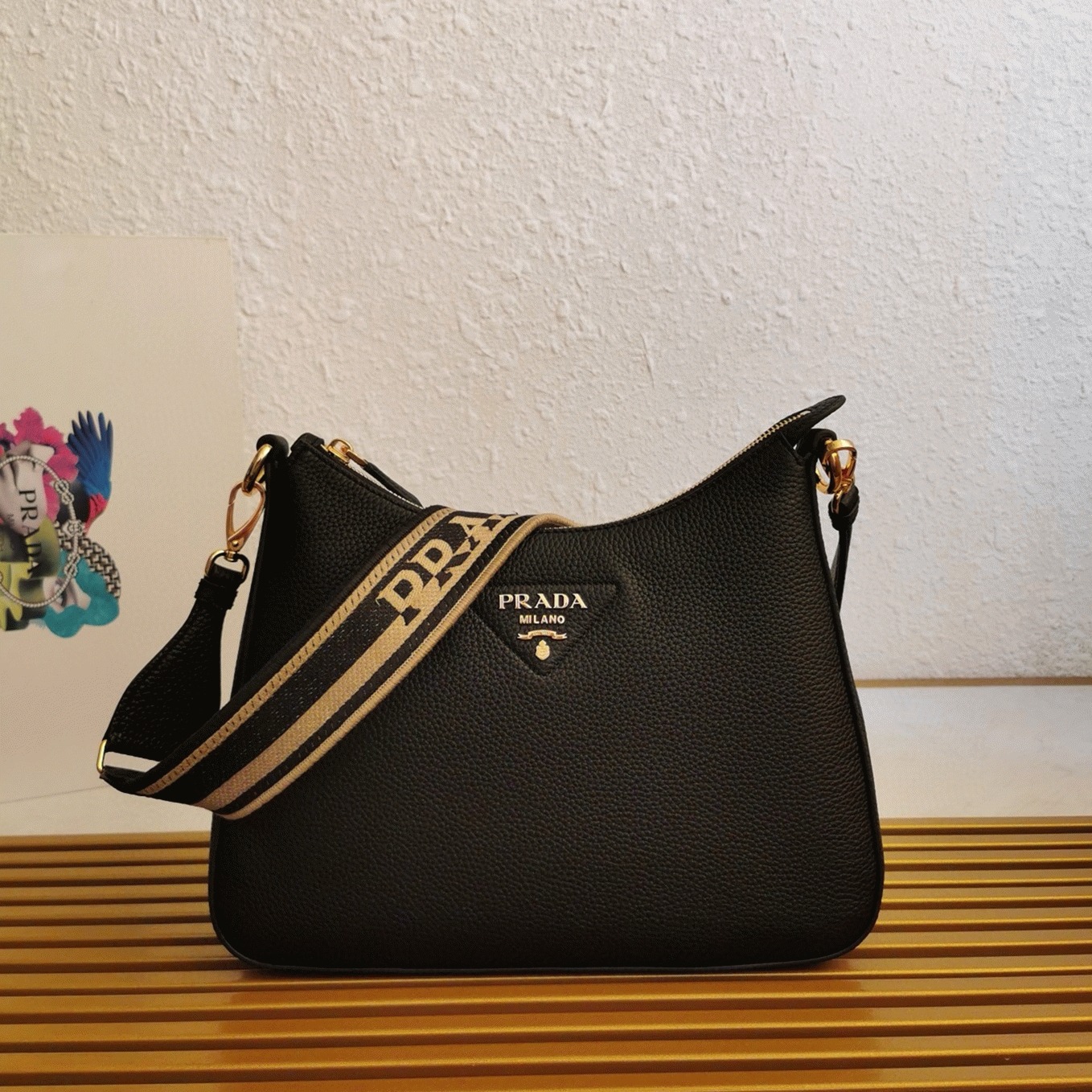 Pra*a Shoulder Bag Knockoff in Black