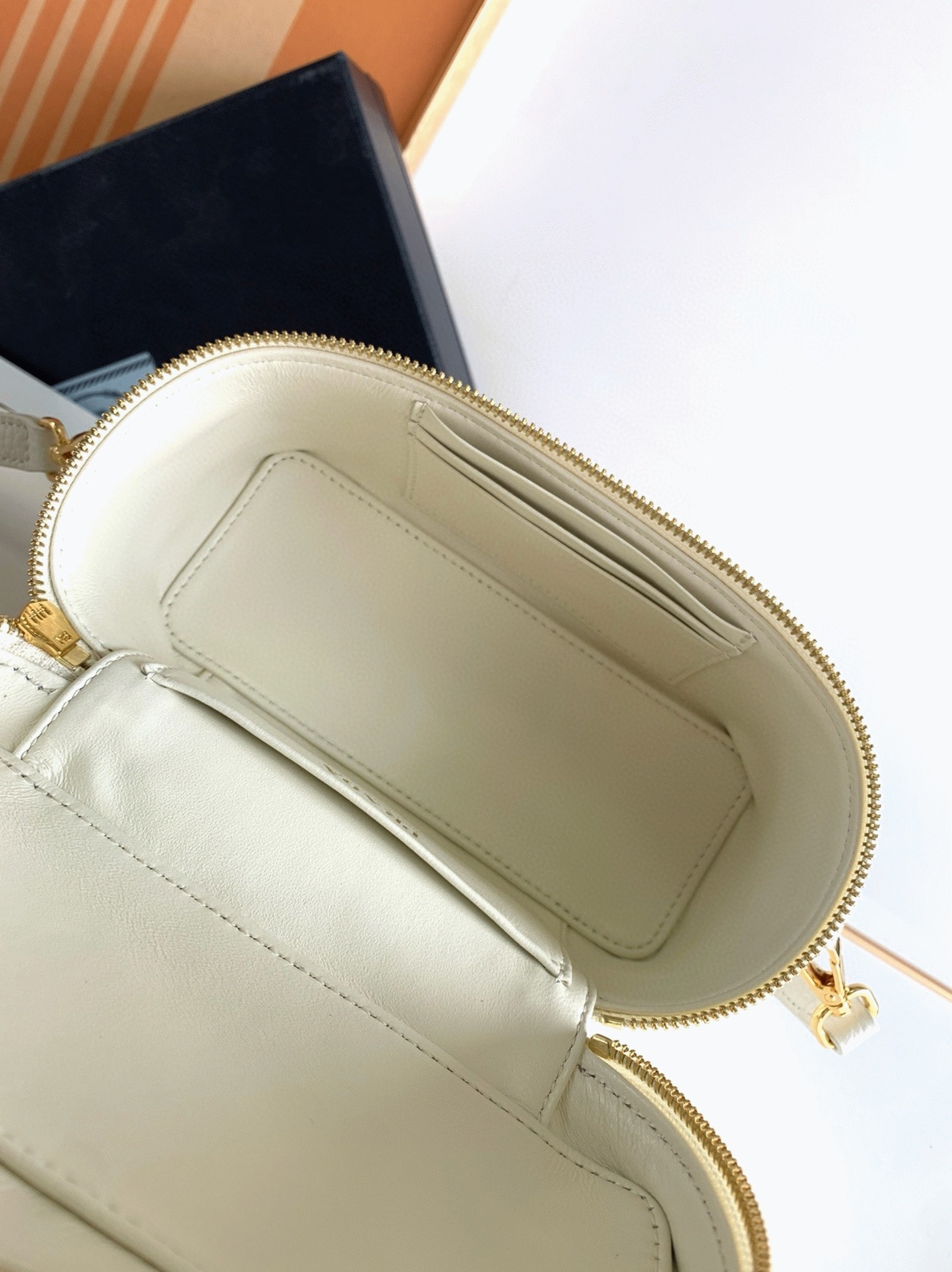 Pra*a Mini Vanity Bag Knockoff in White