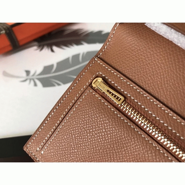 Brown Epsom Fake H**me5 Bearn Wallet