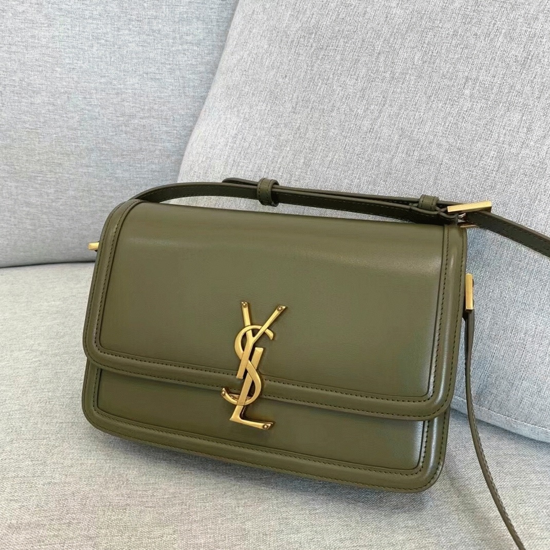 Fake Sa1nt Lau*nt Medium Solferino Bag Khaki Green Calfskin