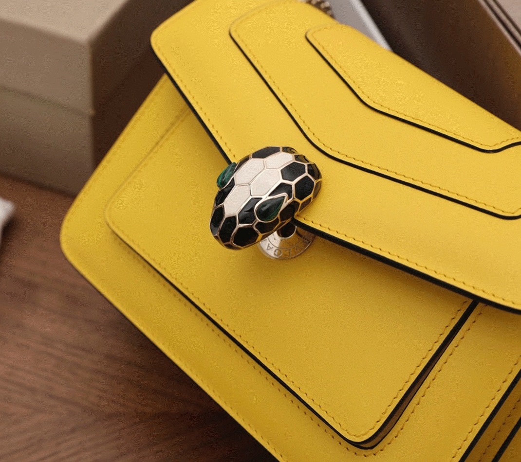 Replica Bv1g*ai Serpenti Forever Small Crossbody Bag Yellow Calfskin