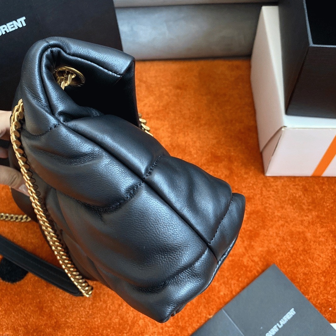 Replica Sa1nt Lau*nt Puffer Small Chain Bag Black Lambskin