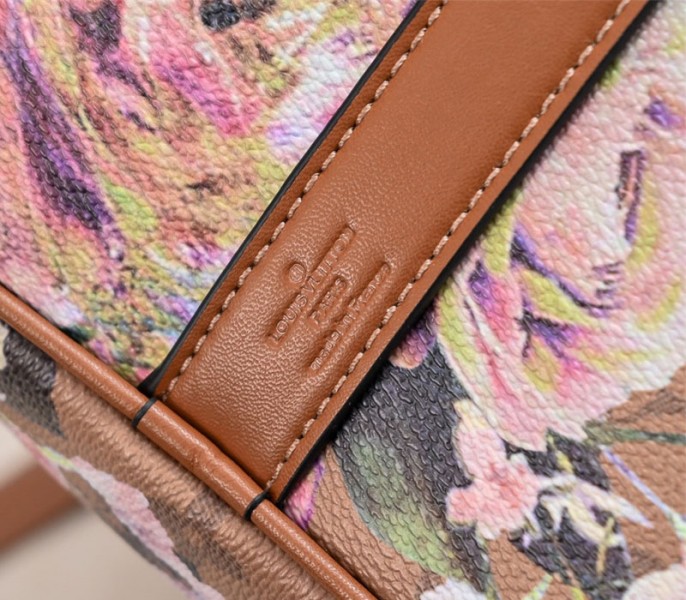 L0vis Vvtt0n Keepall Bandouliere 50 Travel Bag In Brown With Floral Pattern