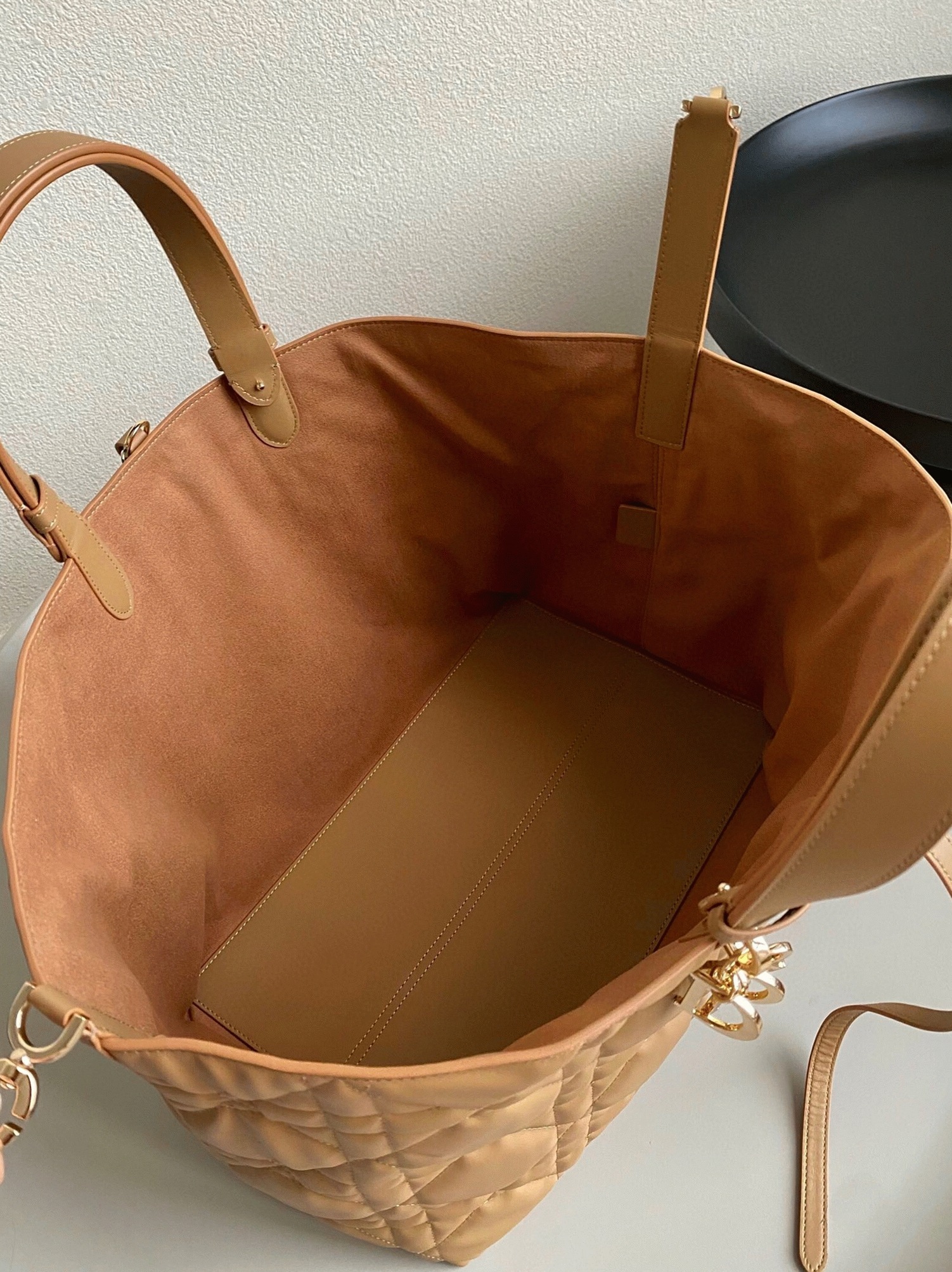 D10r Toujours Large Bag Fake in Brown Macrocannage Calfskin