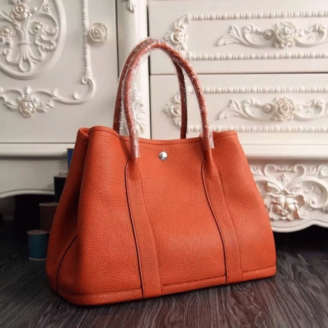 Orange Fake Luxury H**me5 Garden Party 30cm Canvas Tote