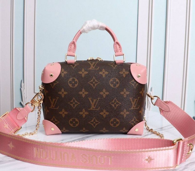 L0vis Vvtt0n Monogram Canvas Petite Malle Souple Handbag In Peche