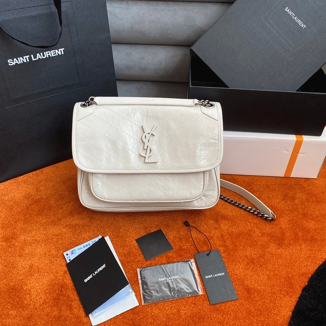 Replica Sa1nt Lau*nt Niki Medium Chain Bag White