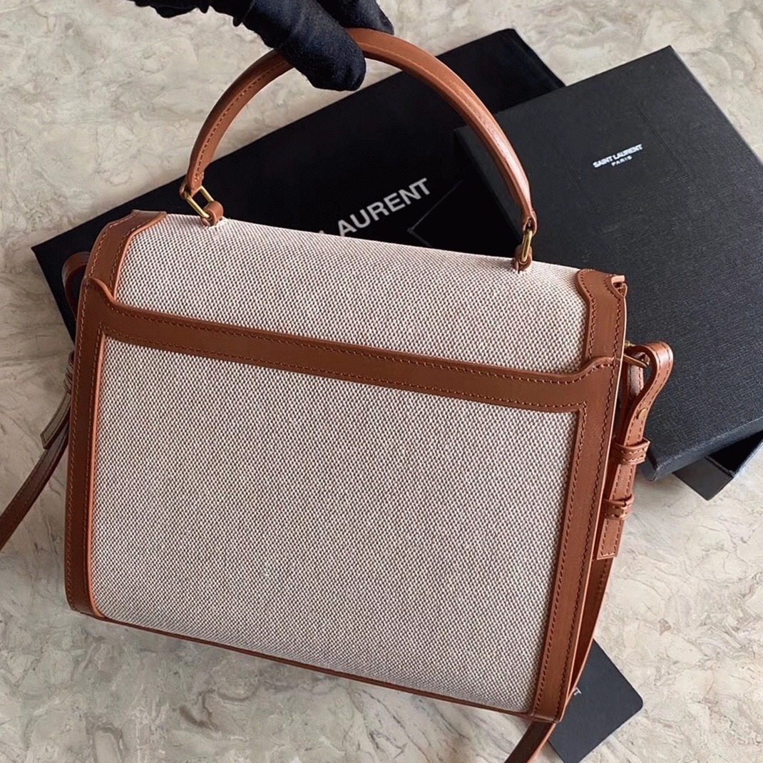 Fake Sa1nt Lau*nt Cassandra Medium Bag Beige Canvas
