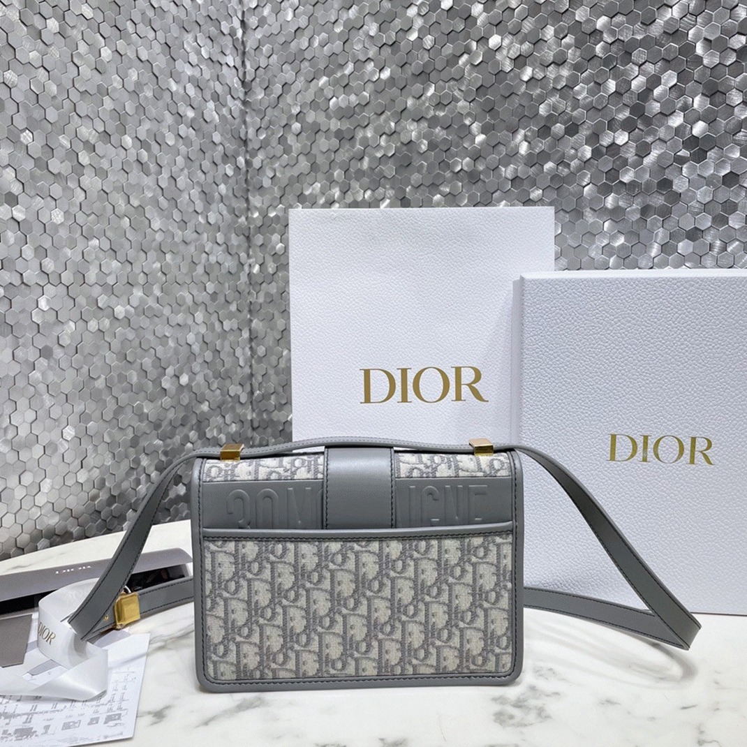 D10r 30 Montaigne Medium Bag Fake in Grey D10r Oblique Jacquard