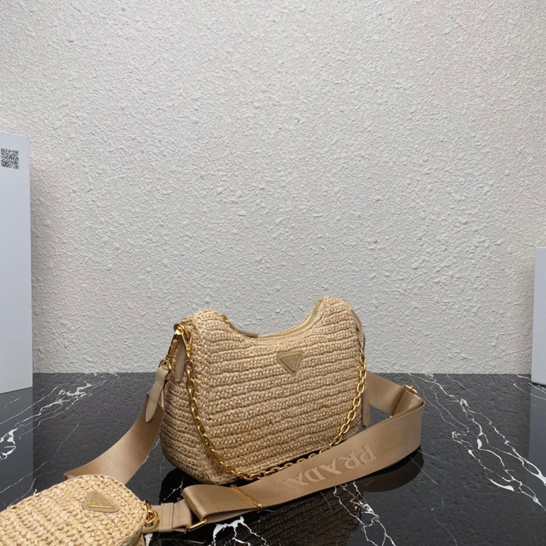 Pra*a Re-Edition Shoulder Bag Knockoff in Beige