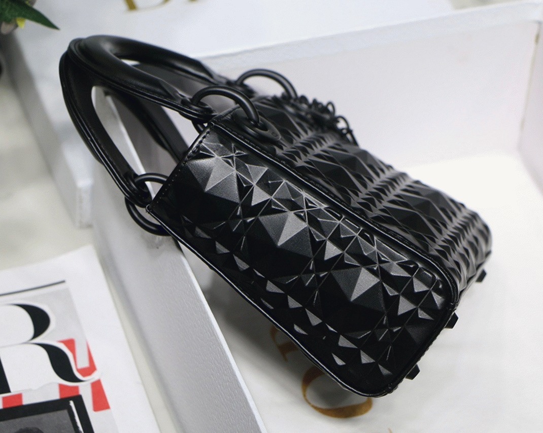 D10r Lady D10r Mini Bag in Black Calfskin with D1am0nd Motif