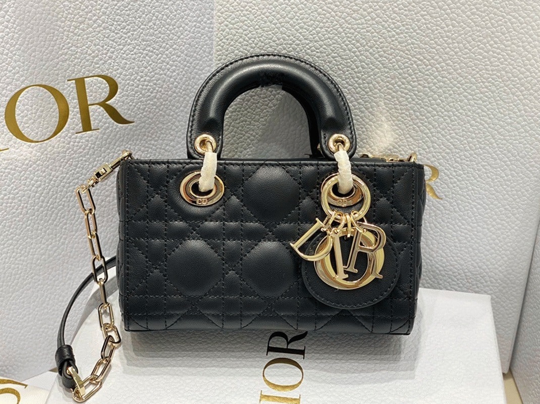 D10r Lady D-Joy Micro Bag Replica in Black Cannage Lambskin