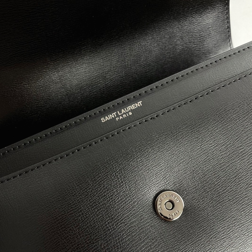 Knockoff Sa1nt Lau*nt Sunset Medium Chain All Black Bag Calfskin