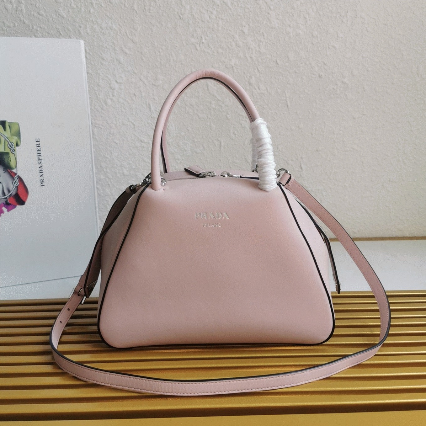 Pra*a S*pernova Small Top Handle Bag Knockoff in Pink