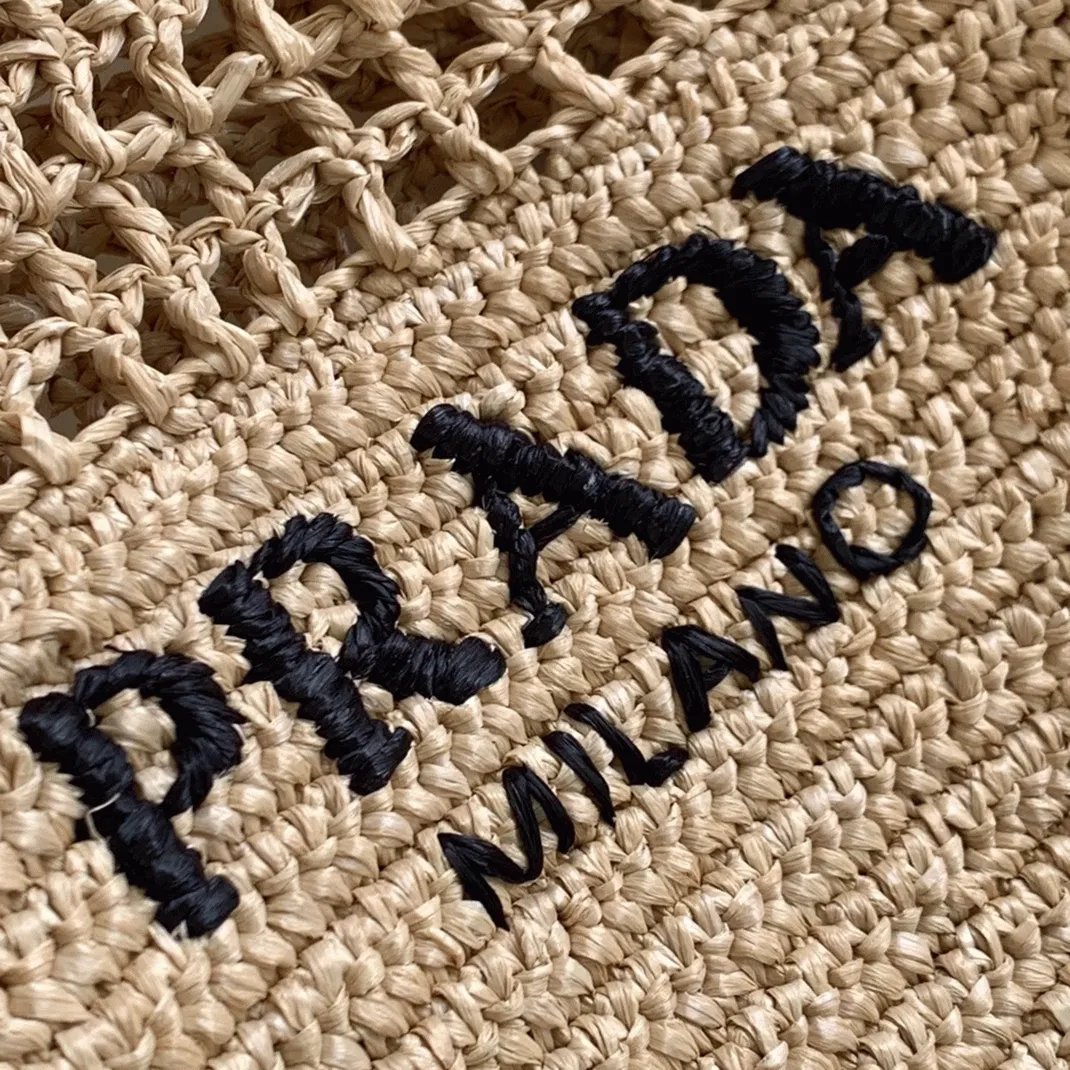 Pra*a Small Tote Bag Fake in Beige Woven Raffia
