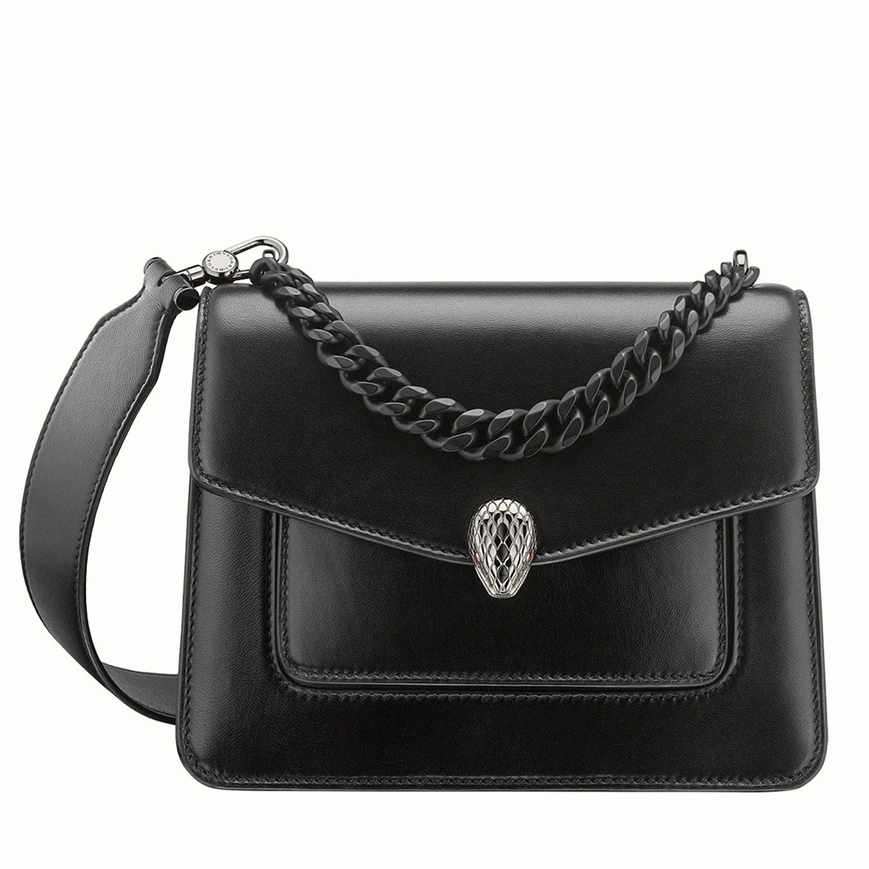 Replica Bv1g*ai Serpenti Forever Small Crossbody Bag with Chain Noir