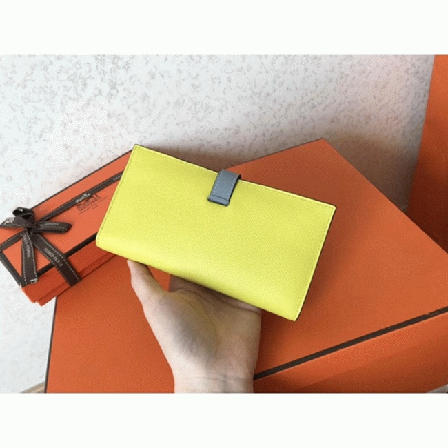 Soufre Blue Lin Epsom Replica Designer H**me5 Bearn Wallet