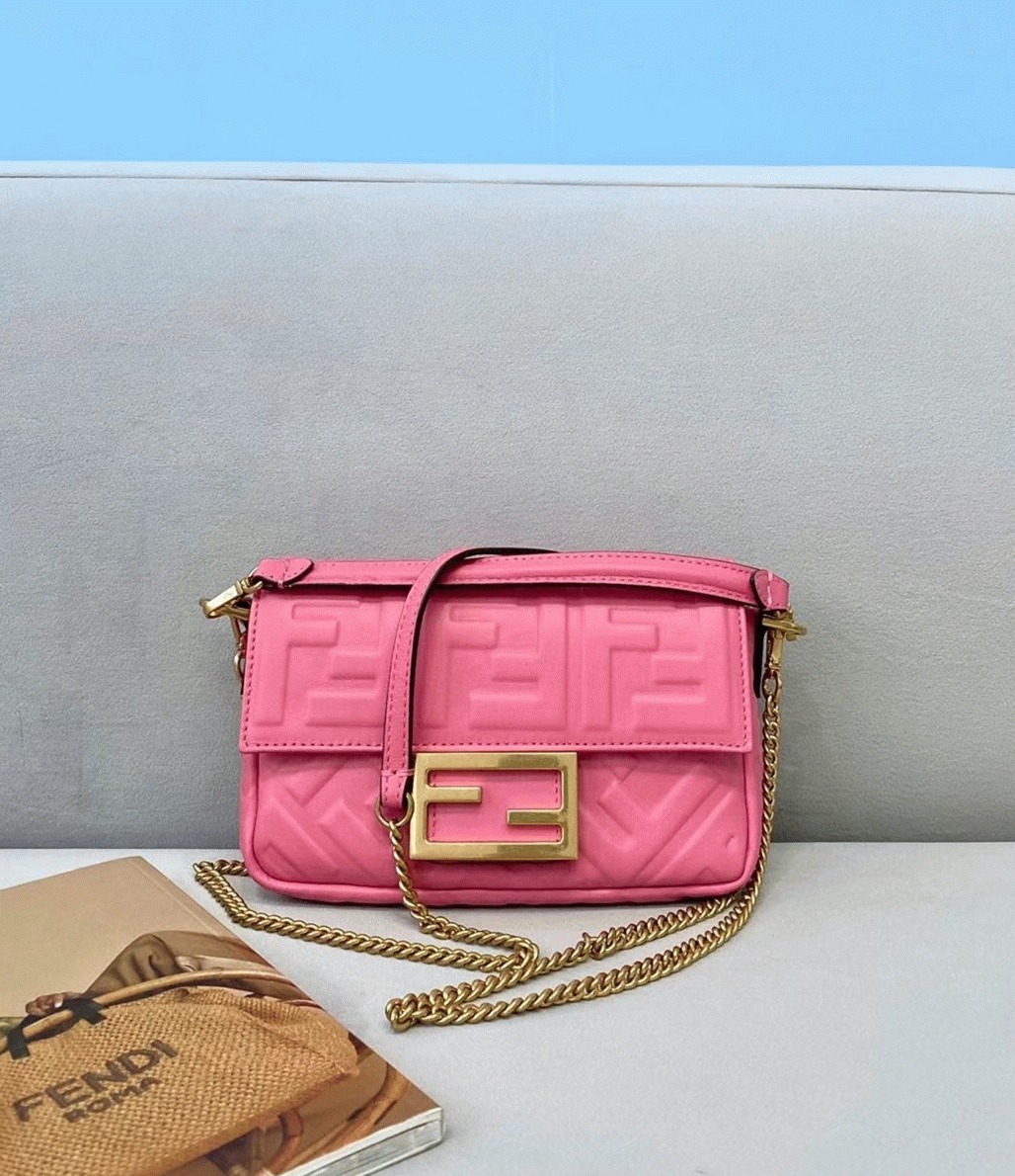 Top Quality Faux F**di Small Baguette Bag In Pink FF