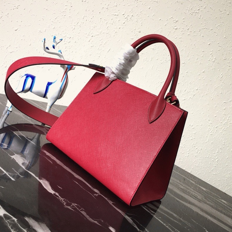 Pra*a Monochrome Small Bag Knockoff in Red